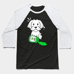 Cute white dog Spills a jar of wasabi sauce Baseball T-Shirt